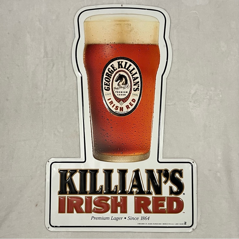 George Killian's Irish Red Premium Lager Metal Glass Mug Beer Sign